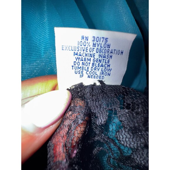 Vintage Jill Andrea Black Lace Blue Sheer Nightgown Medium Goth Vamp Pinup Sexy - Picture 7 of 7